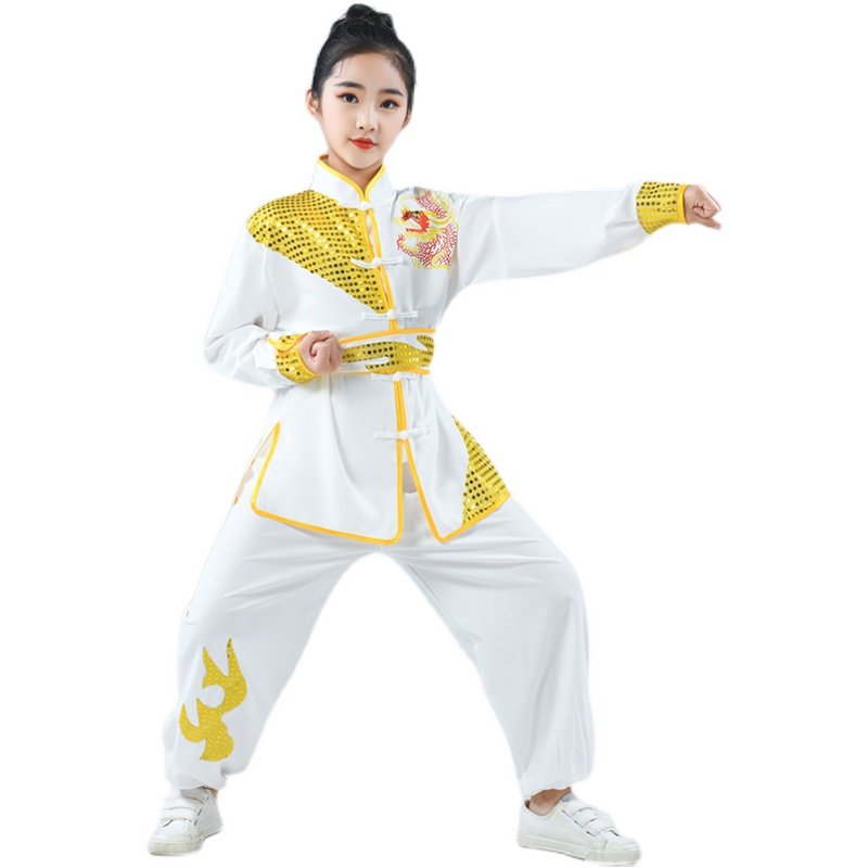 元旦儿童武术服表演服装舞龙舞狮打鼓服演出服中国功夫武馆训练服_虎窝淘