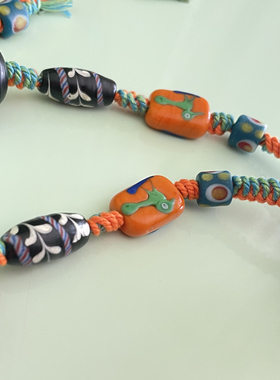 烂脸巫师腓尼基人面琉璃手工编织项链毛衣链孤品