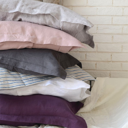 100%亚麻宽边加大枕套 法国进口纱线水洗柔软舒适抑菌中枕单只价 - 图0