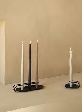 简约现代黑色金色铁艺烛台酒店别墅客厅样板房玄关售楼处卧室摆件