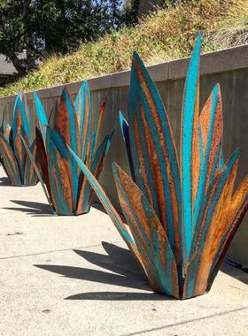 新款tequilahomedecor植物摆件龙舌兰花铁艺创意花园摆件