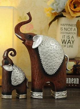 树脂工艺品泰式仿木母子象情侣婚庆送礼佳品摆饰厂家直销