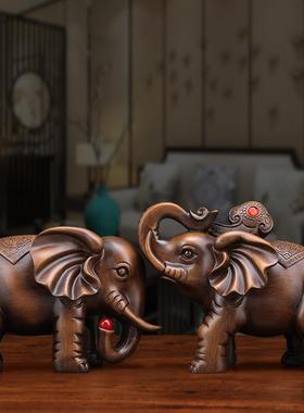 中式大象摆件吉祥纳福树脂工艺品办公室客厅酒柜家居装饰摆件