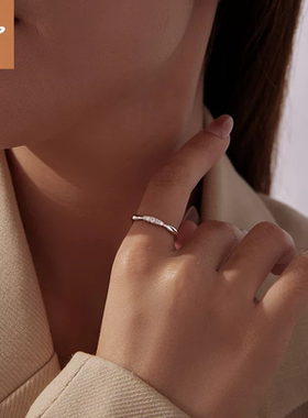 时予原创波浪线条感莫桑石戒指浪漫婚戒s925纯银精致戒指手饰