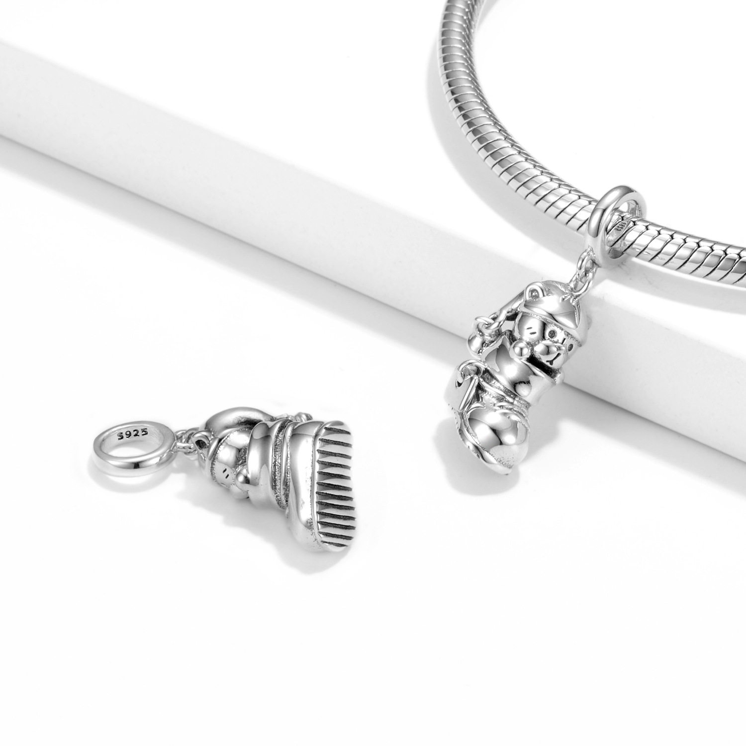 甜酷风小熊鞋珠子布偶熊系列通体S925银吊坠女手链项链diy配件,淘宝优惠券,粉丝福利购,淘宝优惠卷