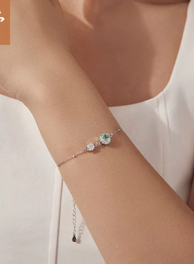 时予原创幻彩玫瑰切锆石手链浪漫梦幻通体s925纯银手链送女友礼物