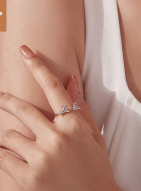 时予原创可爱兔子开口戒指灵动俏皮动物s925纯银可调节戒指手饰