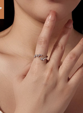 新款通体s925纯银泡泡莫桑石开口戒指精致灵动轻奢指环戒指