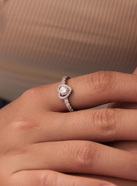 时予原创闪耀50分莫桑石戒指婚戒经典爱心通透s925纯银璀璨戒指