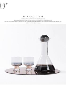 意式轻奢红酒玻璃醒酒器道具现简约软装饰品样板房客厅酒柜摆件