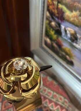 复古金立体绽放花朵超大花朵中古老货手镯