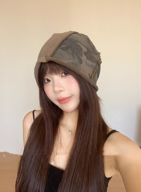 复古迷彩堆堆帽做旧补丁冷帽男女