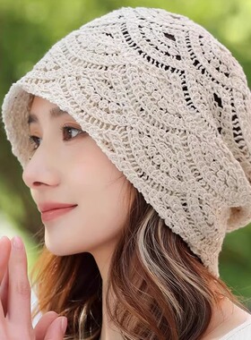 堆堆帽子女款镂空薄款包头帽春夏