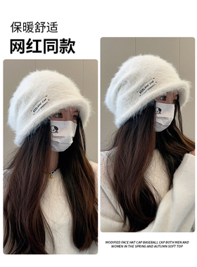 毛绒堆堆帽显脸小女秋冬针织包头冷帽冬天毛线帽子产后月子帽防寒