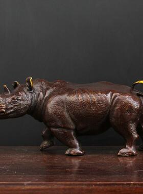 纯铜犀牛摆件点金大号仿古犀牛家居客厅办公室工艺品装饰品摆设