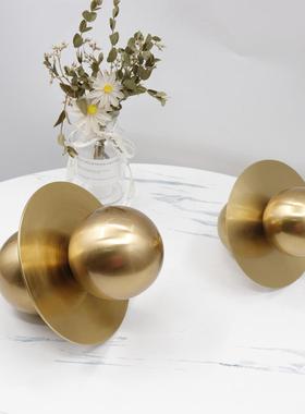现代简约样板房书房玄关金色星球装饰品摆件创意金属圆形几何摆设