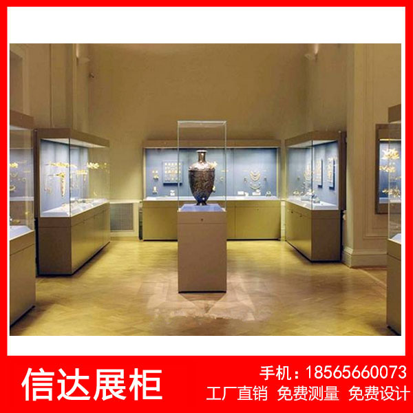 透明玻璃展柜博物馆古董奢侈品展台恒温恒湿展示柜带灯带锁定制柜-图0