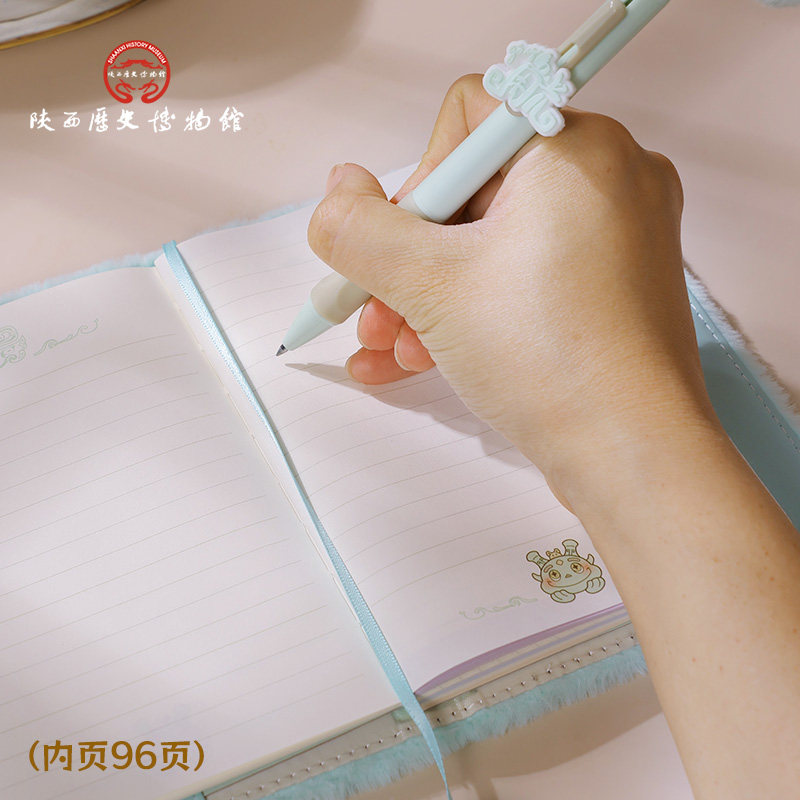 陕西历史博物馆觥仔毛绒B6小笔记本便携文创记事本原创萌宠日记本超治愈手账本礼物