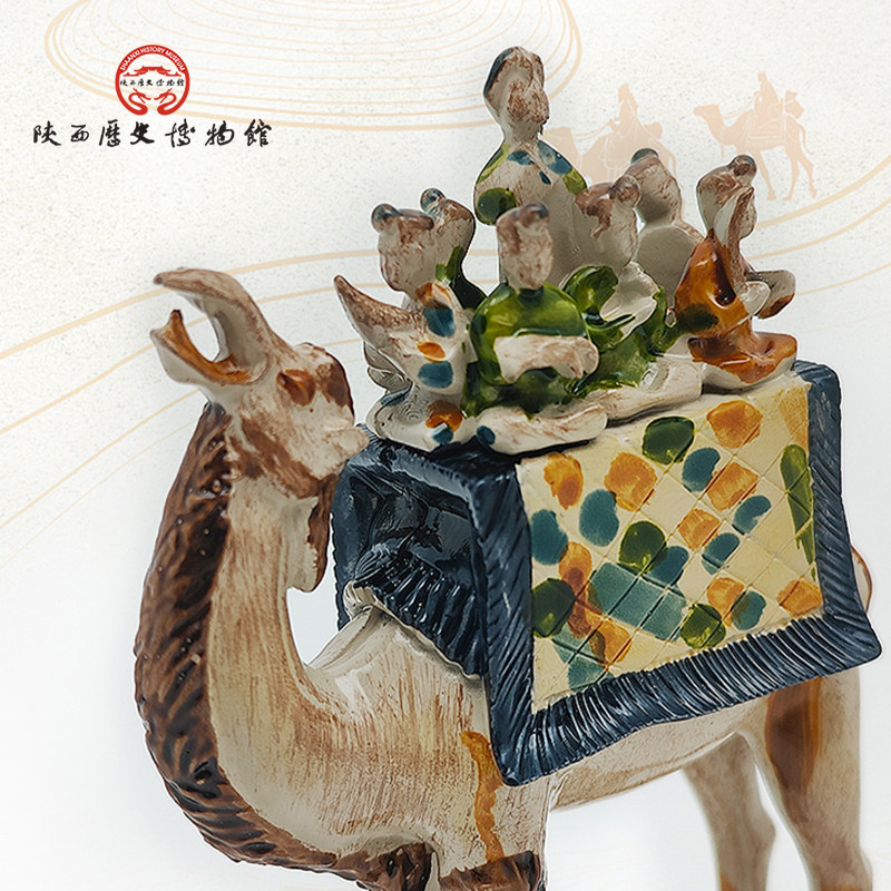 陕西历史博物馆唐三彩载乐骆驼俑冰箱贴磁吸西安文创纪念品伴手礼