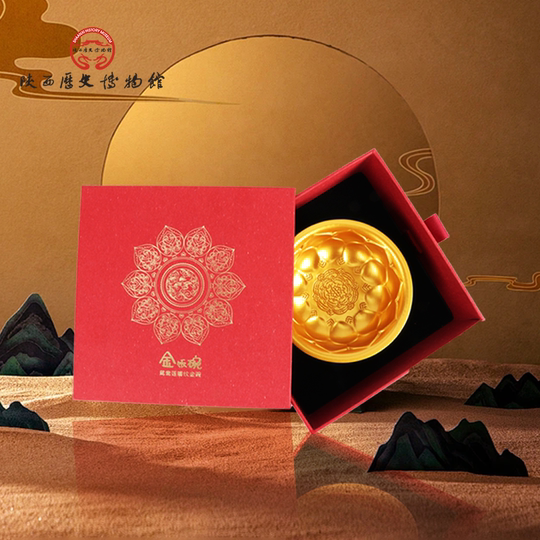 陕西历史博物馆鸳鸯文创金饭碗桌面饰品收纳摆件礼盒装新婚礼物