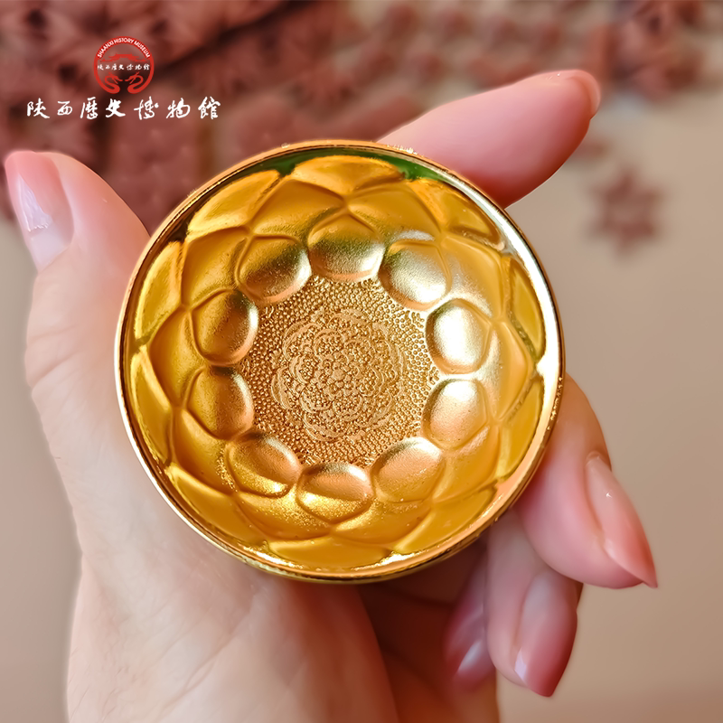 陕西历史博物馆文创唐鸳鸯莲瓣纹金碗冰箱贴磁贴精美礼盒伴手礼