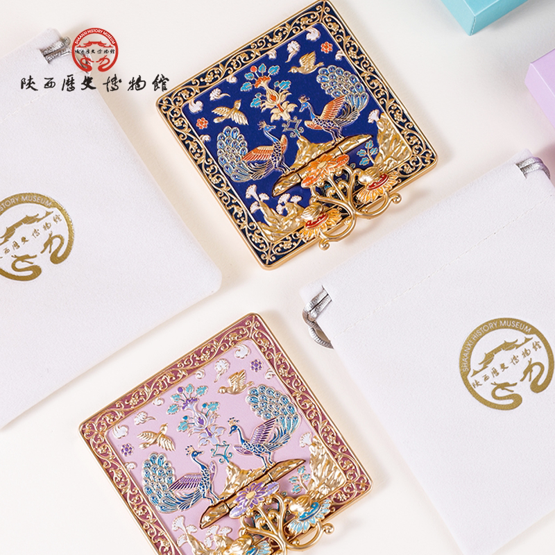 陕历博手持化妆镜台式桌面随身便携小镜子圆西安文创纪念品伴手礼