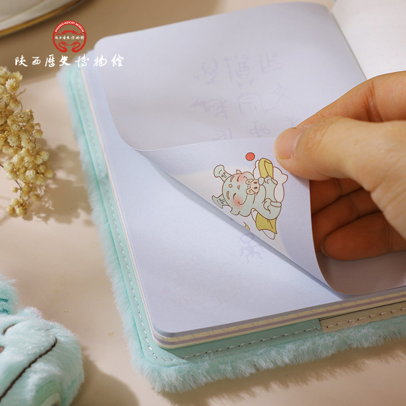 陕西历史博物馆觥仔毛绒B6小笔记本便携文创记事本原创萌宠日记本超治愈手账本礼物