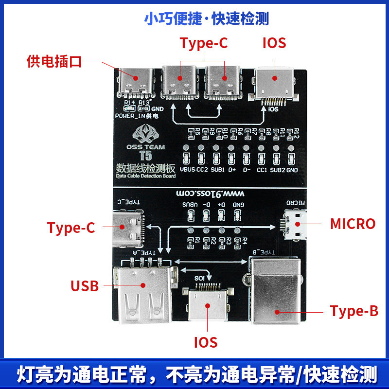 OSS速通 国产苹果安卓手机数据线检测板快速检查快充线异常检查器,淘宝优惠券,粉丝福利购,淘宝优惠卷