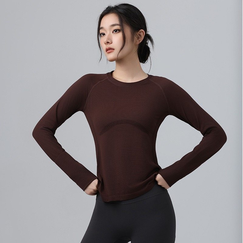 瑜伽服女秋冬款修身高弹圆领运动长袖跑步训练紧身速干衣健身服上,淘宝优惠券,粉丝福利购,淘宝优惠卷