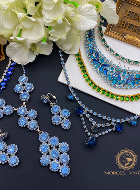 VINTAGE海外水钻水晶浮雕项链