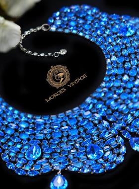 Vintage宝蓝奥地利水晶披肩项链