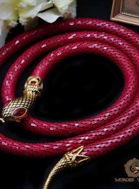 Vintage中古首饰DL AULD金属珐琅鳞片360度立体盘蛇项链腰链