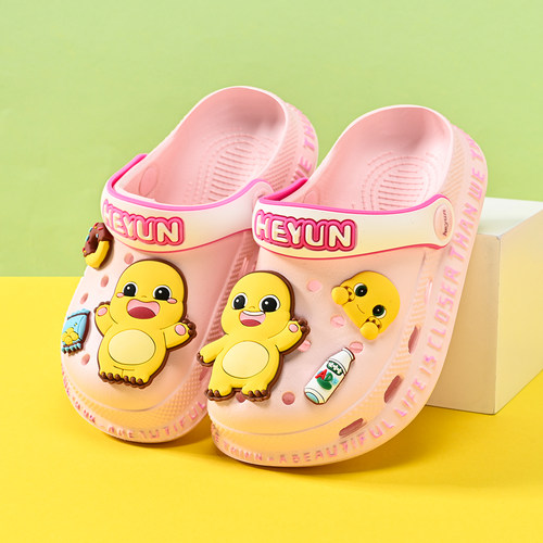 奶龙儿童洞洞鞋夏季新款男童拖鞋居家软底防滑室内宝宝女童凉拖鞋 - 图1