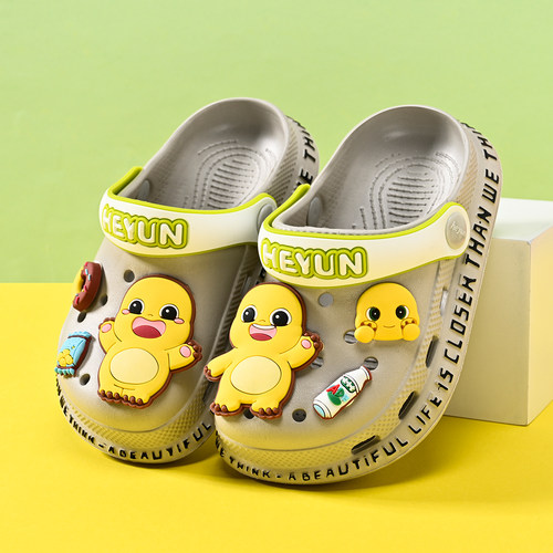 奶龙儿童洞洞鞋夏季新款男童拖鞋居家软底防滑室内宝宝女童凉拖鞋 - 图2