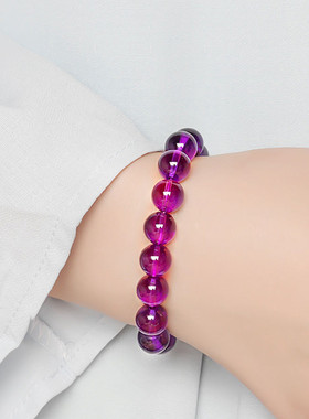 天然紫水晶手链 乌拉圭浓紫色紫水晶手串感简约优雅手链