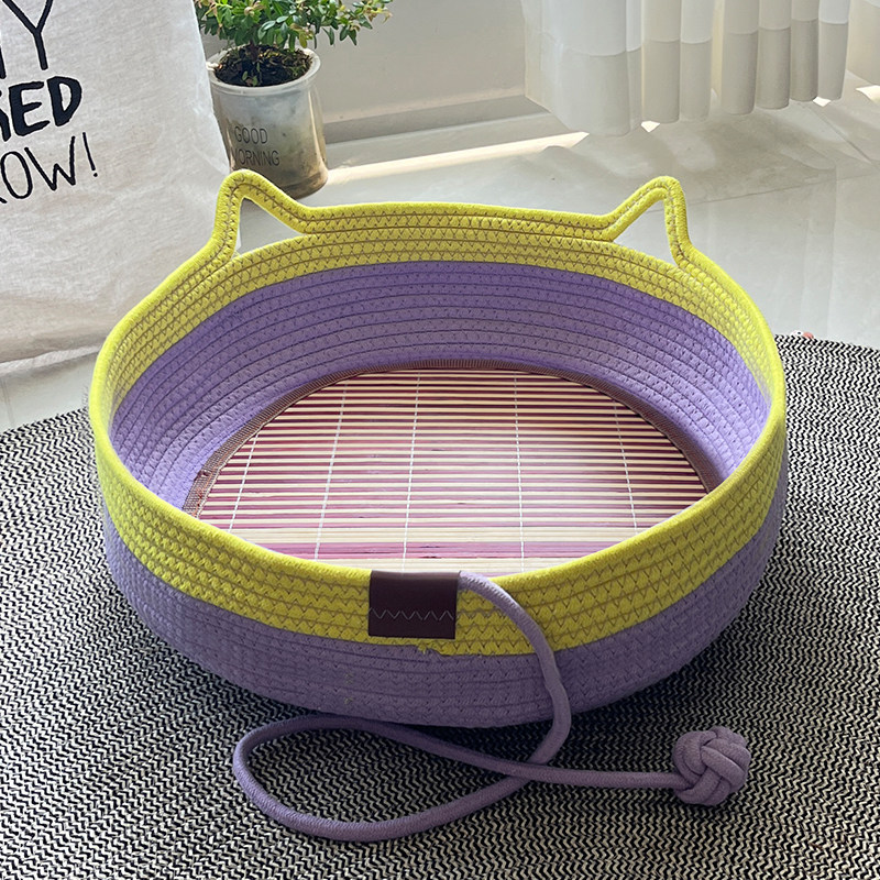 猫窝四季通用新式宠物圆形猫抓板藤编夏季可拆洗小猫垫子笼子专用,淘宝优惠券,粉丝福利购,淘宝优惠卷