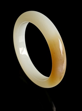 天然俄料羊脂玉手镯糖白玉镯老坑真玉石小圈口镯子50.5mm带证书