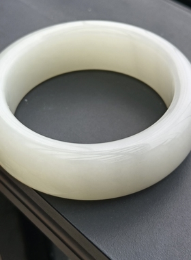 【半青花韵】天然和田玉手镯新疆青花玉宽版玉镯厚装女款55.5mm