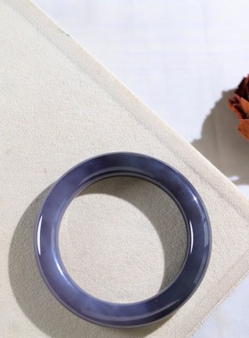 天然真玉石烟紫圆条手镯玉质温润细腻油性十足玉质油润女款带证书