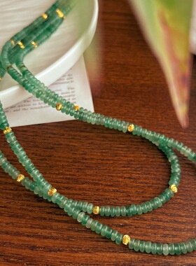 绿野仙踪复古天然东陵玉飞碟珠长款项链氛围感多种戴法颈链