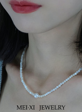 珍珠贝母项链女 温柔轻奢高级感小众锁骨链气质法式时尚珍珠颈链