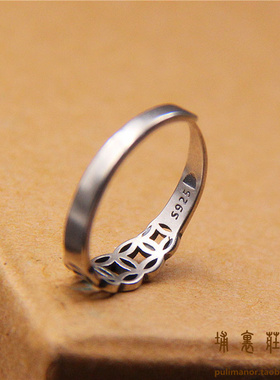 复古纯银情侣学生戒指