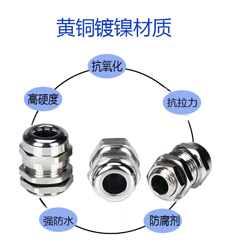 金属电缆防水接头铜镀镍密封锁紧葛兰头M12/M16/M20-25电缆固定头 - 图0