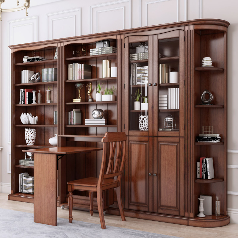 美式全实木书架自由组合无门书柜置物架落地书房展示柜书橱陈列架,淘宝优惠券,粉丝福利购,淘宝优惠卷