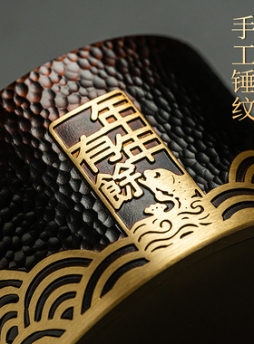 汉颂黄铜烟灰缸商务办公烟缸摆件