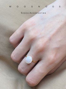 法式小众天然淡水珍珠开口戒指女