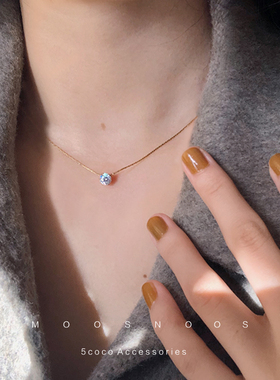 小众设计超细单钻包金金蛇骨链