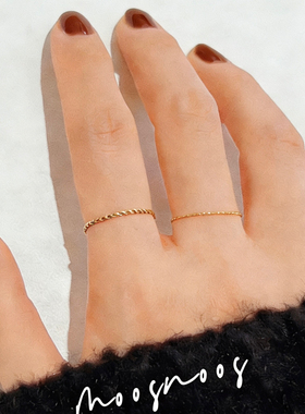 洗澡不掉色钛钢镀18K金麻花戒指女小众设计高级轻奢气质百搭指环