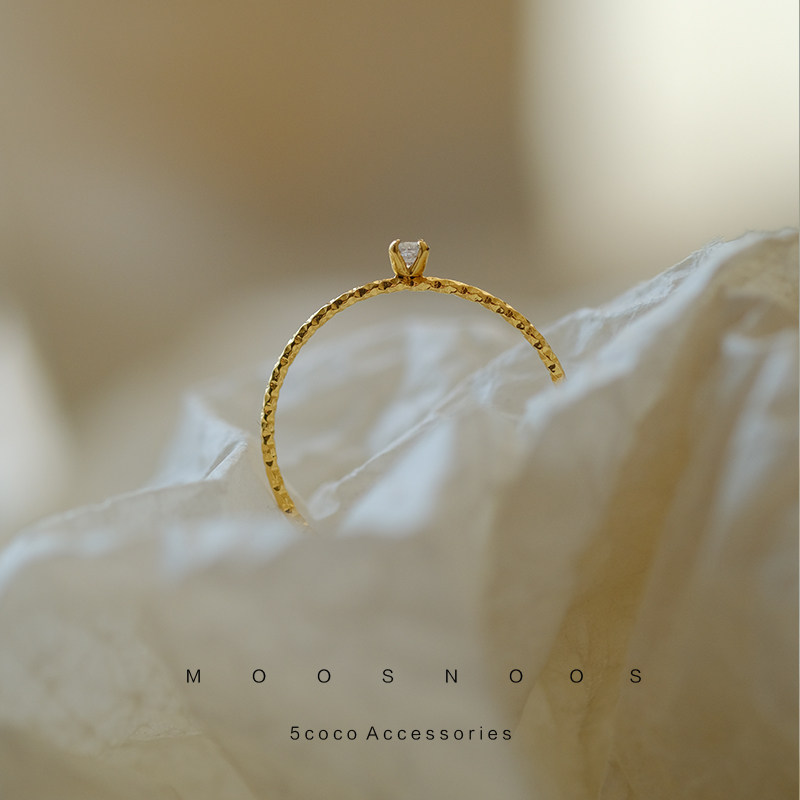 MOOS diamond multi-faceted mirror titanium steel ring for women