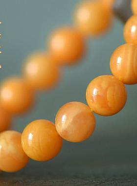 回流妖花老蜜蜡手串 俄料天然手链8/10/12mm琥珀佛珠招财满蜜手钏